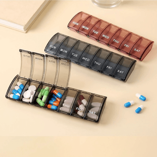 Portable 7-Day Pill Holder Organizer Case, Transparent Box