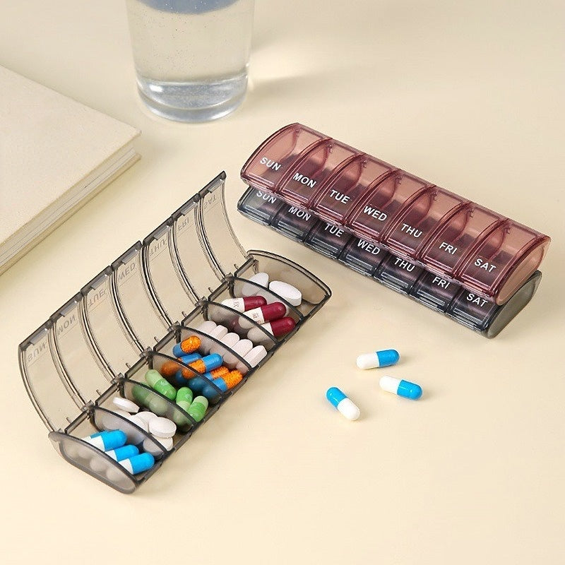 Portable 7-Day Pill Holder Organizer Case, Transparent Box
