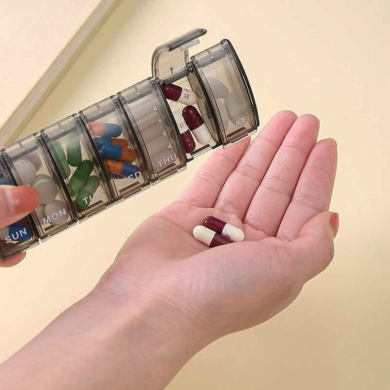 Portable 7-Day Pill Holder Organizer Case, Transparent Box