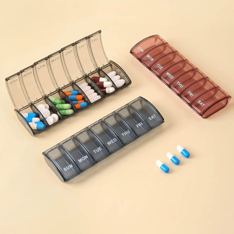 Portable 7-Day Pill Holder Organizer Case, Transparent Box