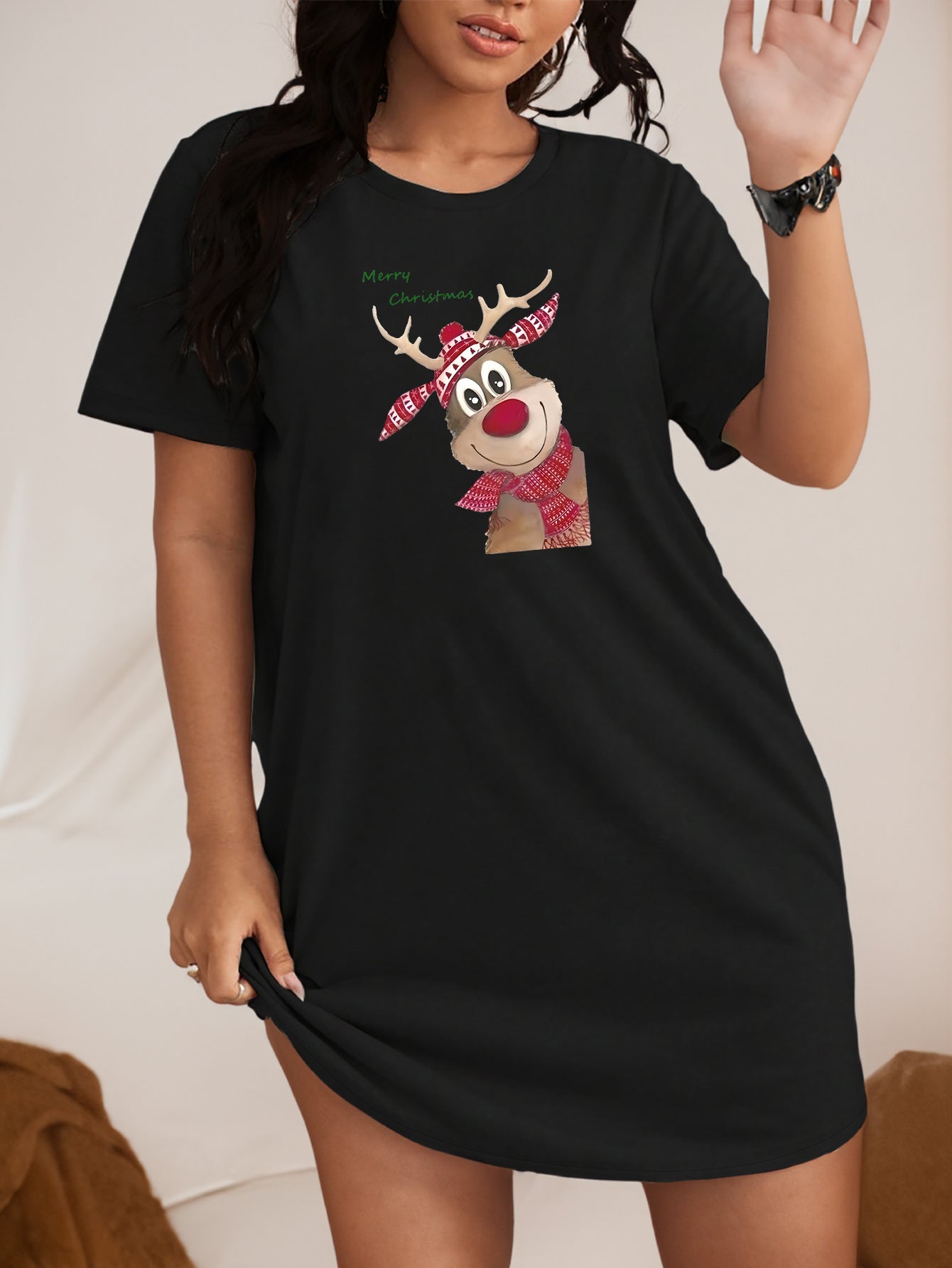  Reindeer Print Tee Nightdress