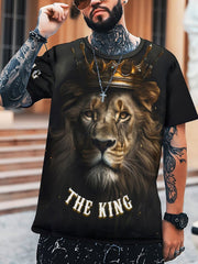 Men's Lion King Graphic Tee Slightly Stretch Breathable Shirt for Outdoor