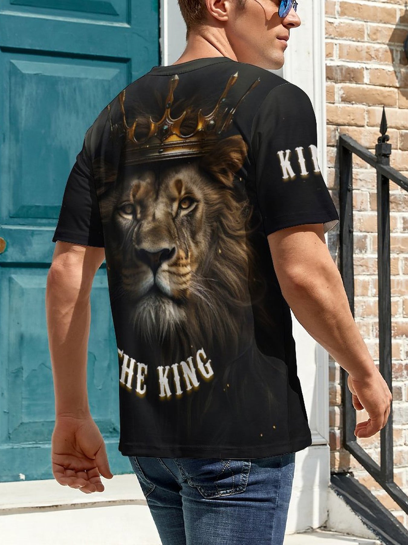 Men's Lion King Graphic Tee Slightly Stretch Breathable Shirt for Outdoor