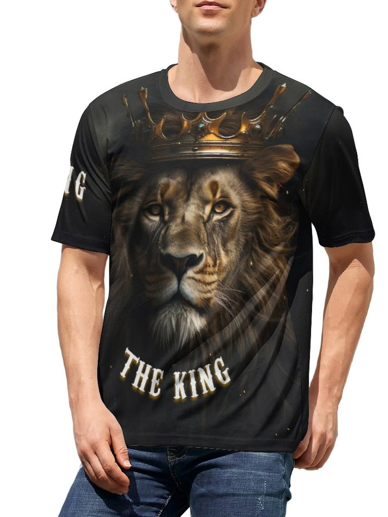 Men's Lion King Graphic Tee Slightly Stretch Breathable Shirt for Outdoor