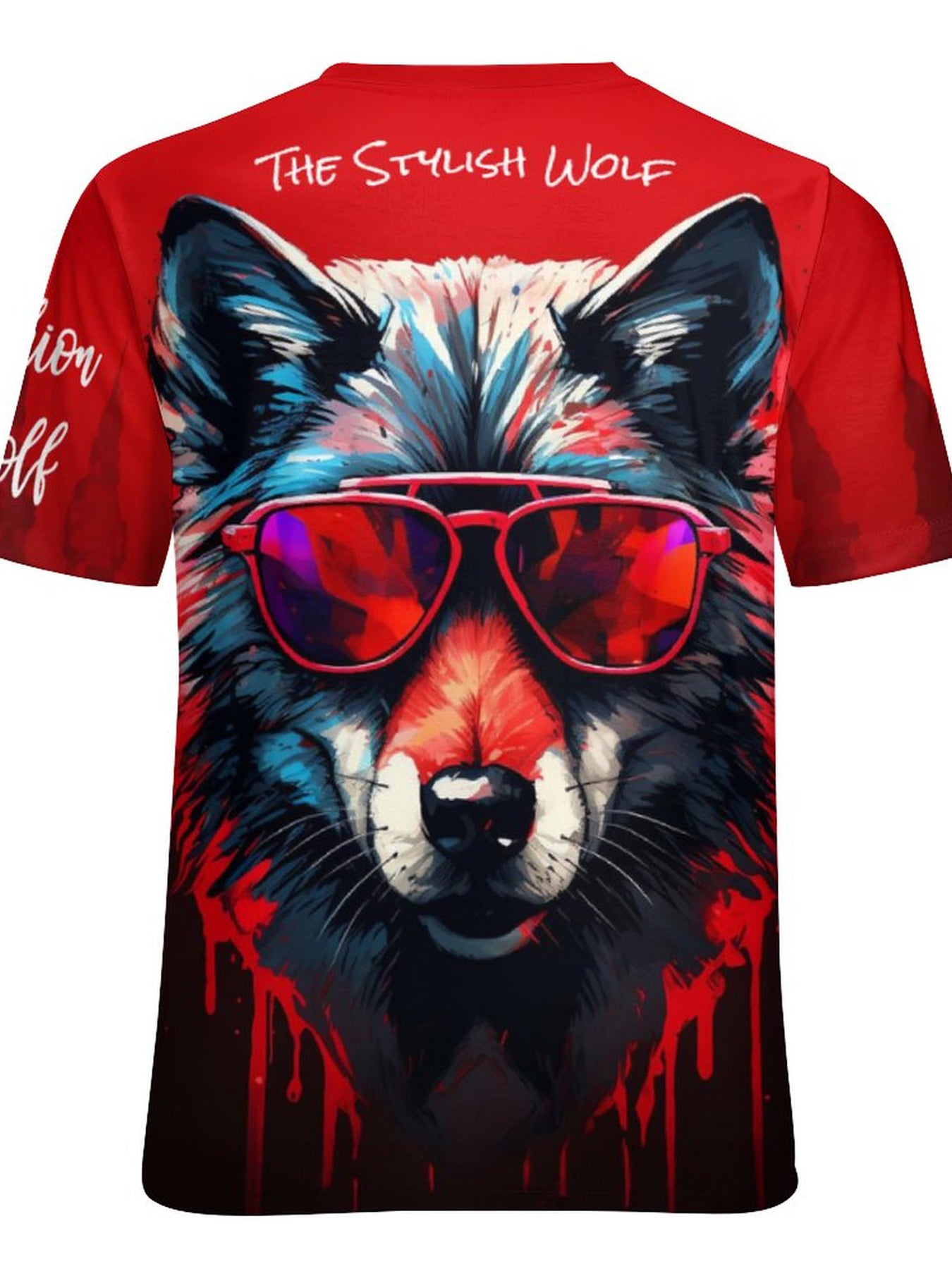 Men's Colorful Wolf Graphic Tee - Outdoor Casual Stretch T-shirt