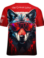 Men's Colorful Wolf Graphic Tee - Outdoor Casual Stretch T-shirt