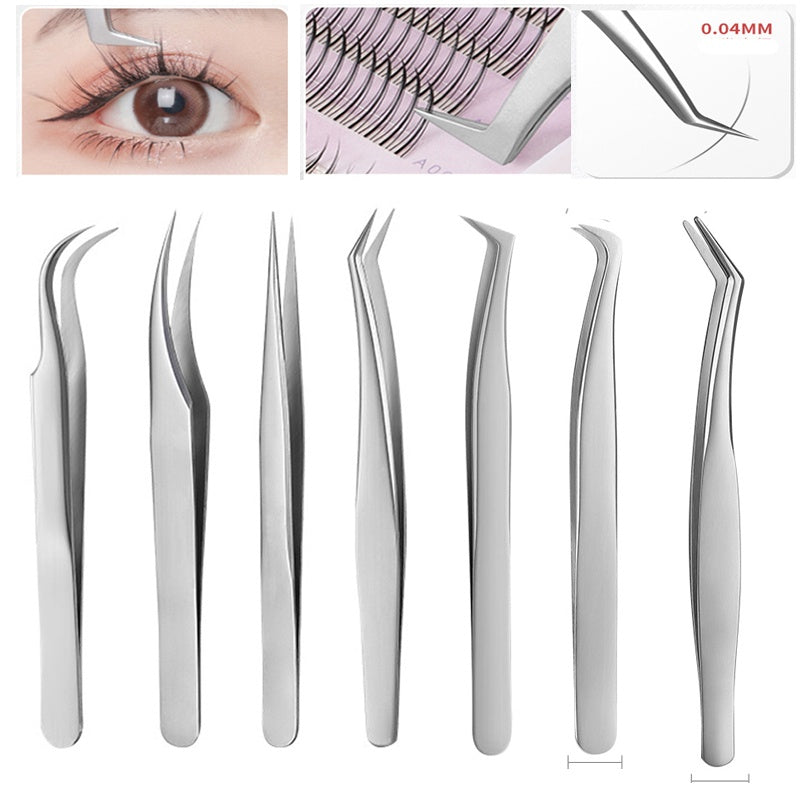 High Precision Stainless Steel Eyelash Extension Tweezers Straight/Curved Tip