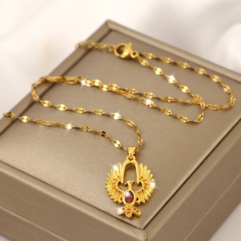 Copper Micro Zircon Phoenix Rebirth Pendant Necklace for Girls