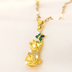 Girl's Copper Sloth Butterfly Pendant Necklace Charm