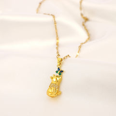 Girl's Copper Sloth Butterfly Pendant Necklace Charm