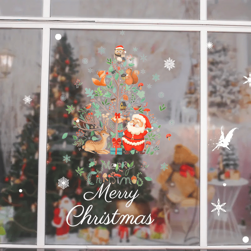 Christmas Window Clings Santa Stickers Decorative Holiday Decoration