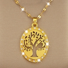 Copper Zircon Tree Of Life Pendant Necklace
