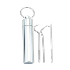 Stainless Steel Toothpick & Floss Set for Home & Travel