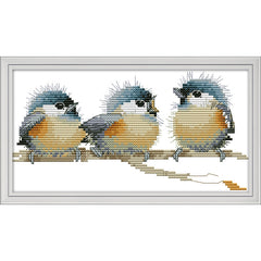 Three Birds Cross Stitch Christmas Pattern DIY Kit