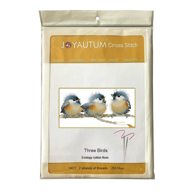 Three Birds Cross Stitch Christmas Pattern DIY Kit