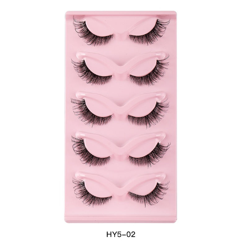 5 Pairs Cat Eye False Eyelashes Natural Thick Curling Simulated Fox Eye Lashes