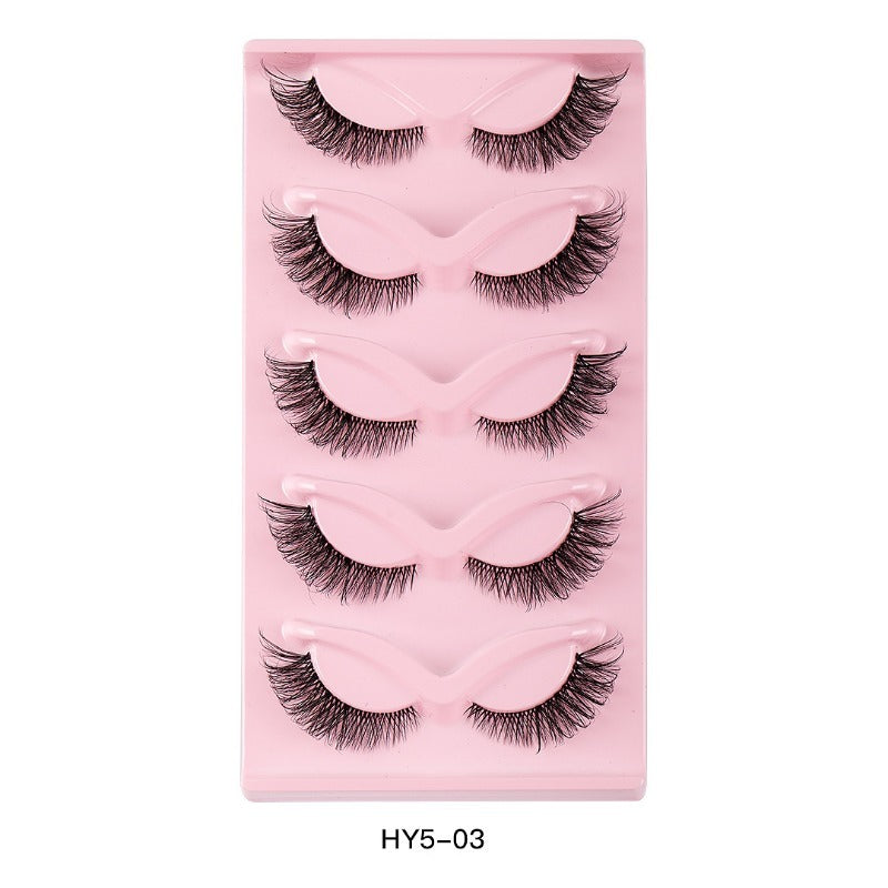 5 Pairs Cat Eye False Eyelashes Natural Thick Curling Simulated Fox Eye Lashes