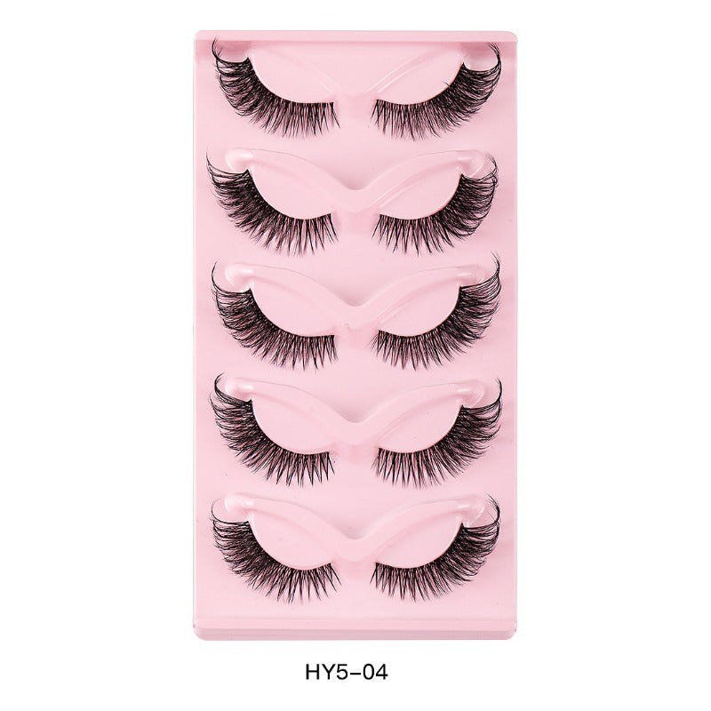 5 Pairs Cat Eye False Eyelashes Natural Thick Curling Simulated Fox Eye Lashes