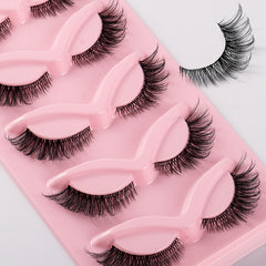 5 Pairs Cat Eye False Eyelashes Natural Thick Curling Simulated Fox Eye Lashes