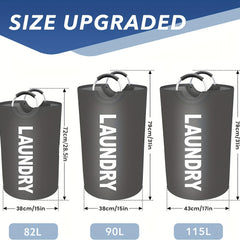 82L Laundry Basket Waterproof Laundry Hamper Padded Handles Collapsible