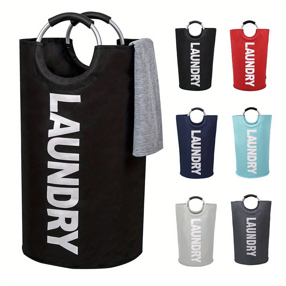82L Laundry Basket Waterproof Laundry Hamper Padded Handles Collapsible
