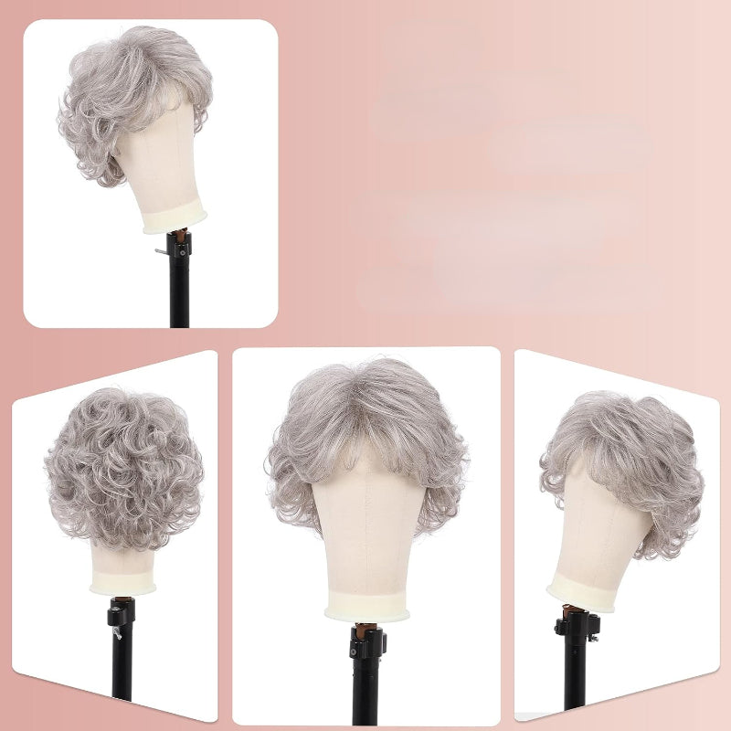 Short Curly Wave Wig With Bangs Synthetic Fiber Fashionable Women's Wig
