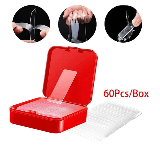 60pcs Transparent Double-Sided Adhesive Tape Non-marking Washable Sticker