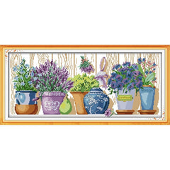 Windowsill Flowers DIY Cross Stitch Kit