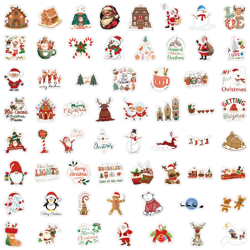 120pcs Christmas Waterproof Graffiti Stickers for Laptop Helmet Desktop Mug