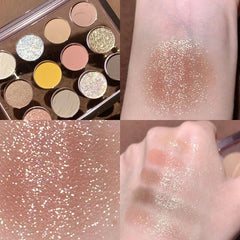 12 Color Glitter Eyeshadow Palette Shimmer Finish Waterproof Long Lasting