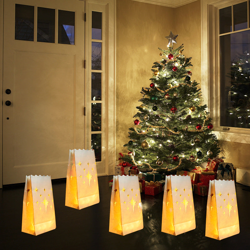 20pcs Christmas Luminary Bags Stars Flame Resistant Candle Bags