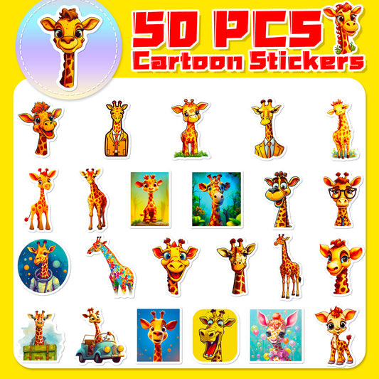 50pcs Giraffe Animal Stickers for DIY Skateboard Water Cup Laptop