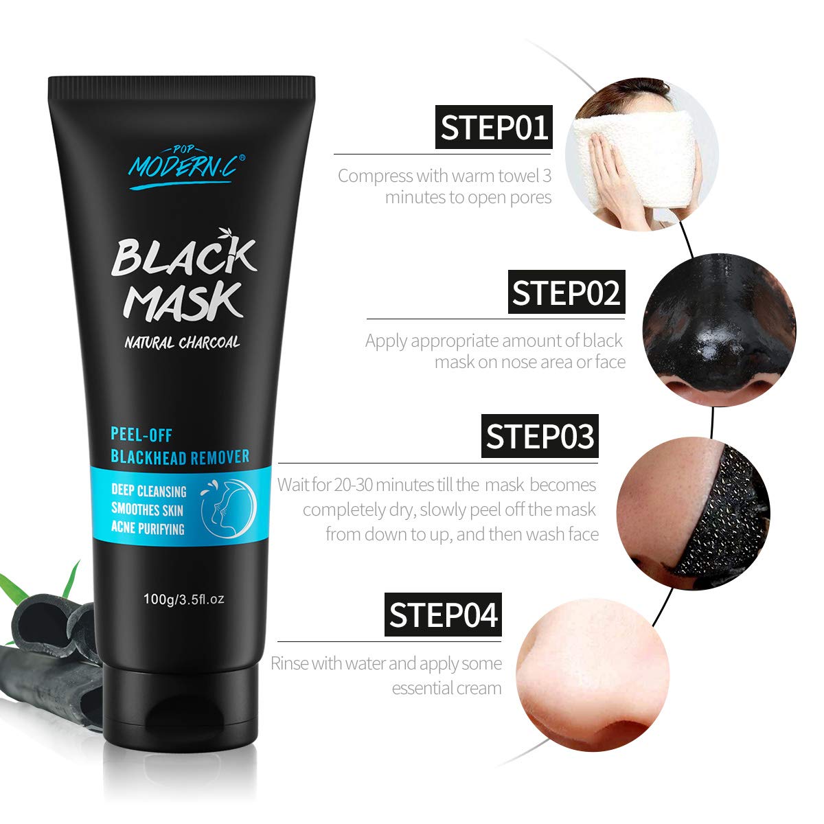 Blackhead Removal Set: Mask, Needle & Silicone Brush - Deep Cleansing Pores
