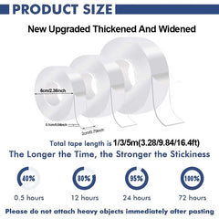 1 3 5m Transparent Nano Tape Washable Reusable Double Sided Tape Adhesive