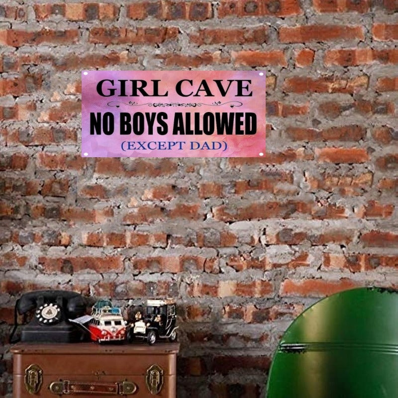 Funny Girl Cave Sign Wall Decor Bar Daughter Pink No Boys Allowed Bedroom Door