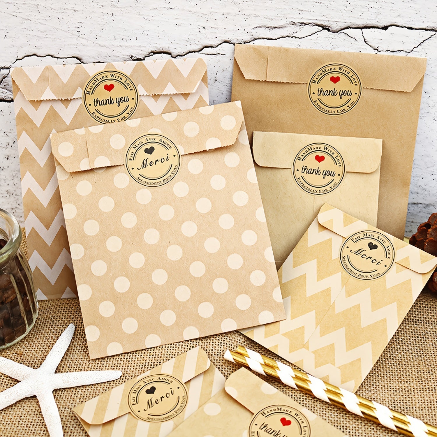24pcs Paper Bag 13 X 16 With Stickers Gift Bags Treat Candy Bags Craft Bags