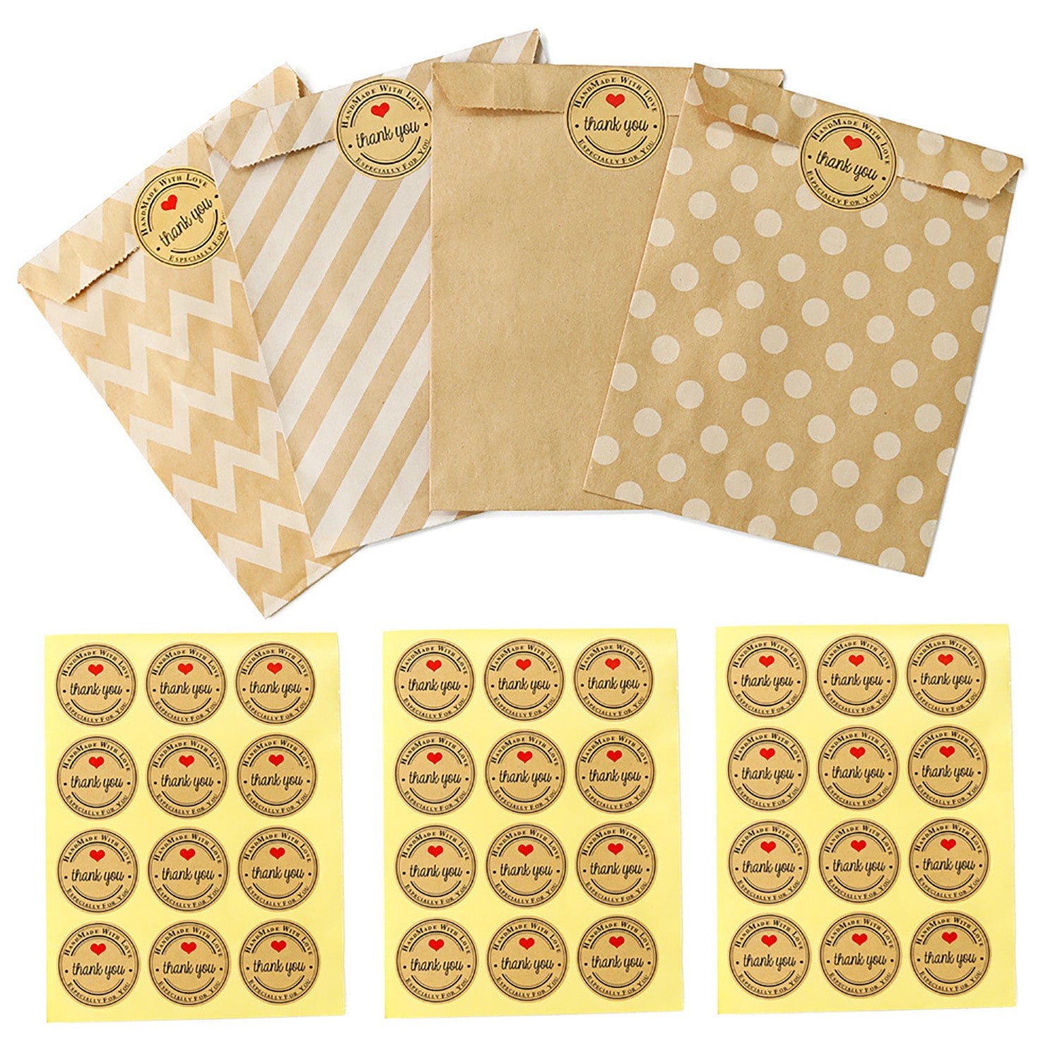 24pcs Paper Bag 13 X 16 With Stickers Gift Bags Treat Candy Bags Craft Bags