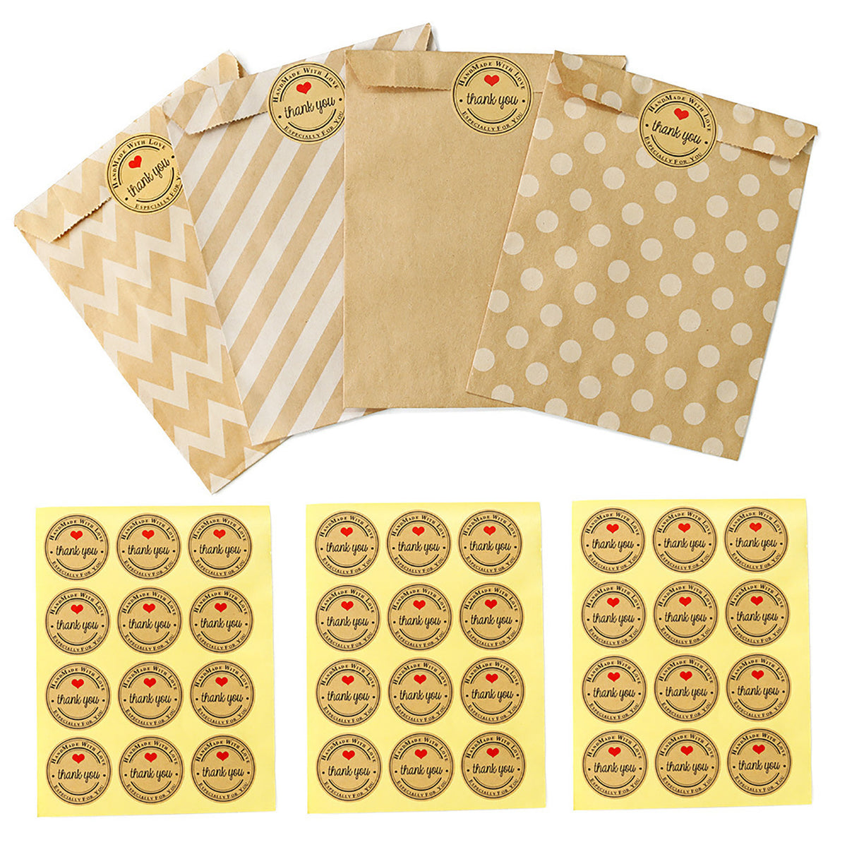 24pcs Paper Bag 13 X 16 With Stickers Gift Bags Treat Candy Bags Craft Bags