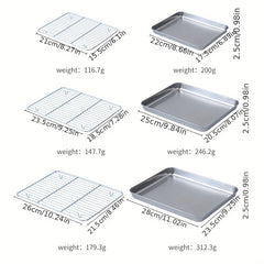 Stainless Steel Mesh Oven Tray Rectangular Barbecue Pan Drain Rack