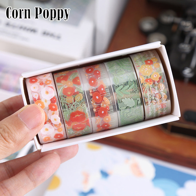 Flower Language Series PET Stickers Tape for Diaries & Notebooks