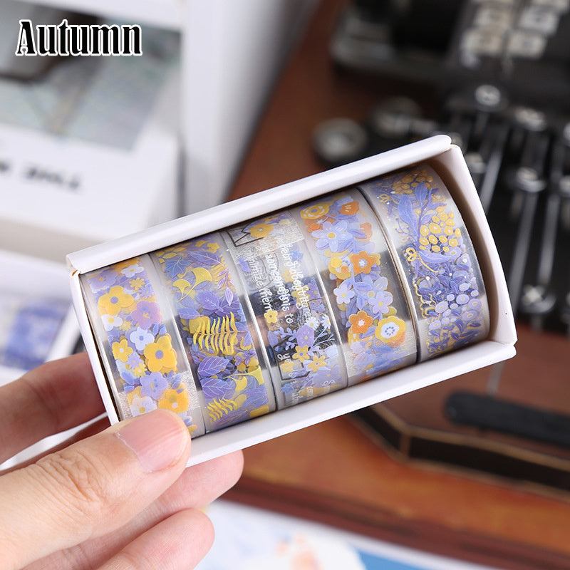 Flower Language Series PET Stickers Tape for Diaries & Notebooks