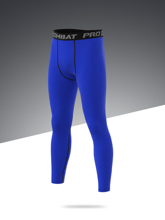 Men's Solid Sports Leggings High Stretch Compression Pants
