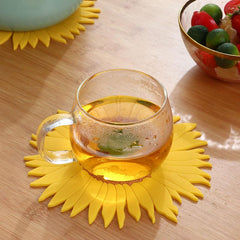 Rubber Sunflower Pattern Coaster Multifunctional Kitchen Table Mat