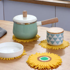 Rubber Sunflower Pattern Coaster Multifunctional Kitchen Table Mat