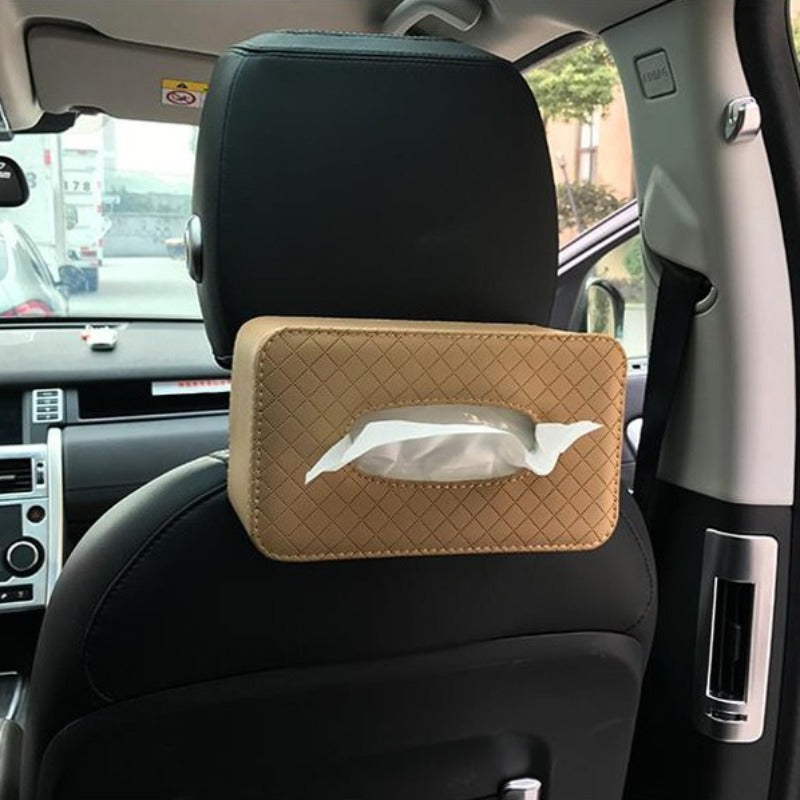 Car Tissue Storage Box Holder PU Leather Napkin Paper Container Organizers