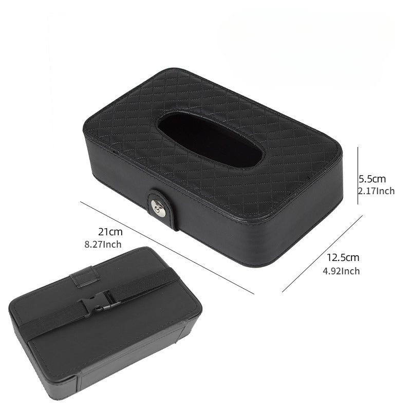 Car Tissue Storage Box Holder PU Leather Napkin Paper Container Organizers