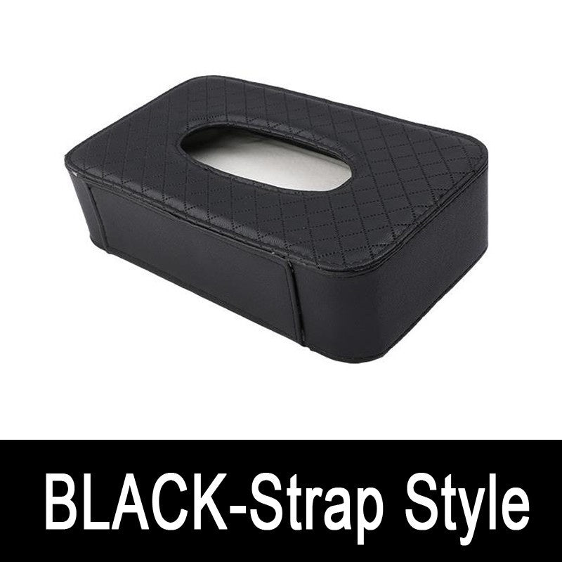 Car Tissue Storage Box Holder PU Leather Napkin Paper Container Organizers