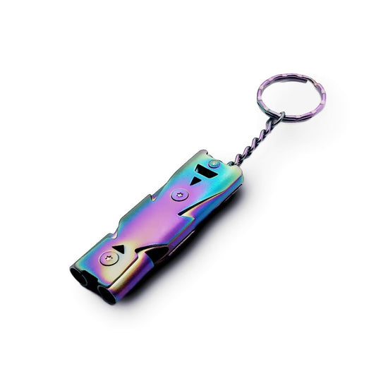 Dual Tube Survival Whistle Camping Safety Keychain Tool