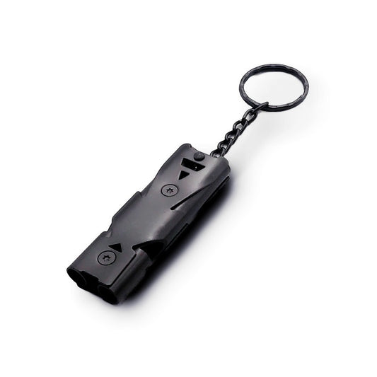 Dual Tube Survival Whistle Camping Safety Keychain Tool