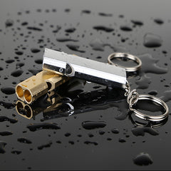 Dual Tube Survival Whistle Camping Safety Keychain Tool